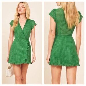 REFORMATION Sicilia Ruffle Wrap Minidress